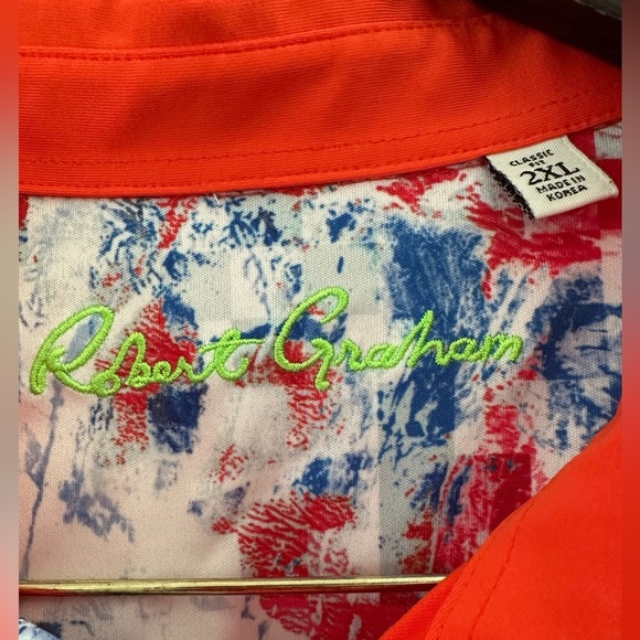 ROBERT GRAHAM 2XL Orange Performance Golf Polo Short Sleeve Skull and Cross Club - Picture 7 of 10